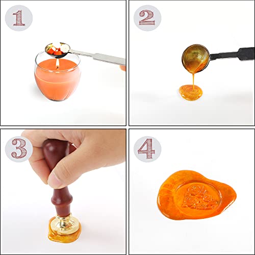 Wax Seal Stamp Set, 4 Pieces Vintage Christmas Santa Wax Seal kit Including Plant Series Brass Head and Wooden Handle with Gift Box. (for Letters and envelopes Stationary(Botany Pattern Suit))