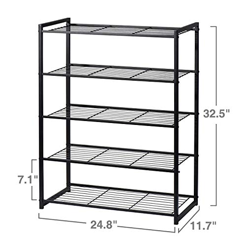 Titan Mall Shoes Rack for Closets Free Standing Shoe Rack 5 Tier Shoe Rack Metal Shoe Rack Shoe Organizer 25 Inch Wide Shoe Tower Shelf Storage - Thumbnail 6