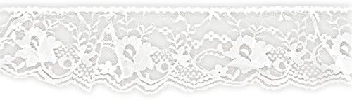 Belagio Enterprises BL-8005 Gathered Lace Trim, White