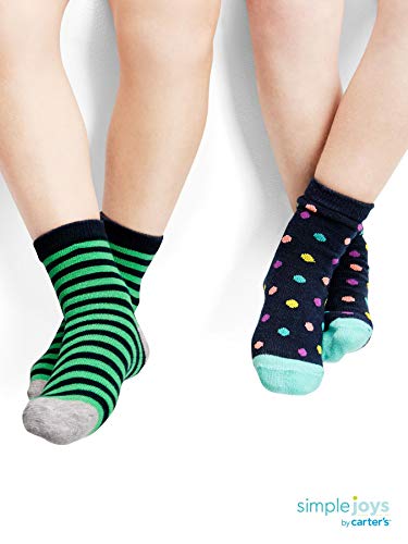 Simple Joys by Carter's Unisex Toddlers' Crew Socks, 12 Pairs, Multicolor/Dots/Stripe, 4-5T