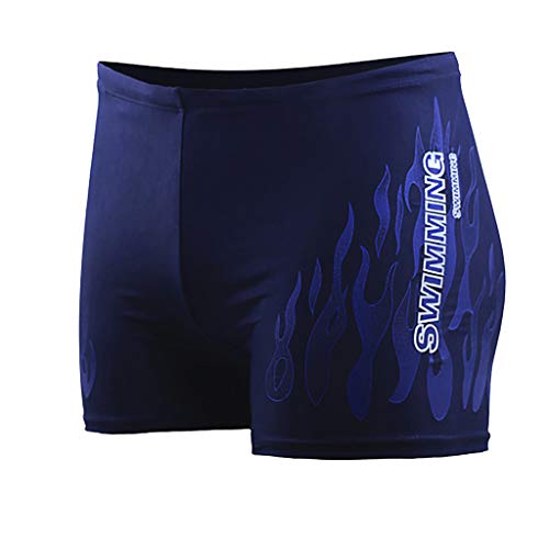 Willsa Mens Swimsuits, Striped Patchwork Fire Trunks Quick Dry Beach Surfing Running Swimming Water Shorts Blue