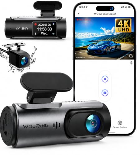 Cámara de Coche Delantera y Trasera 4K UHD, Dashcam de Doble Lente para Coches de 170º Gran Angular Monitor de Aparcamiento 24H con Grabación en Bucle y Sensor G