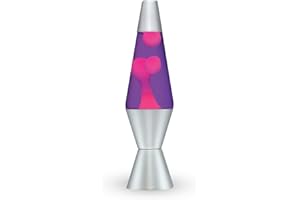 Central Life 1889 Liquid Motion Lamp Classic Liquid Motion Night Light Solid Silver Base Lamp Wax Liquid Soft Relax Glow 14.5" (Pink and Purple)