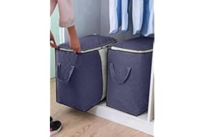 2-Pack Heavy-Duty Storage Bags with Zipper | Waterproof Moving & Travel Storage Organizers | Foldable Reinforced Handles for 