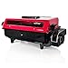Nutrichef Electric Fish Grill Indoor Cooking - Small Outdoor Backyard BBQ For Fish Steak Meat Skewer & Seafoods - High Griddle Heat Searing Removable Countertop & Washable Cover Cook Tray Red (PKFG14)