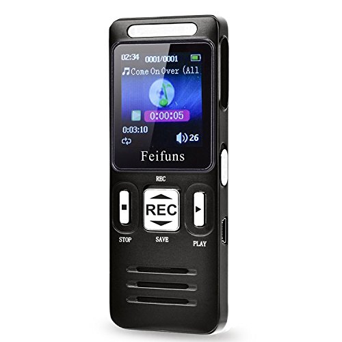 Voice Recorder [One Switch for Recording & Save] Rechargeable 8GB Color Tape Recorder Activated Recorder Dictaphone with MP3 Player Recording Digital Audio Sound Recorder Dual Microphone Recording