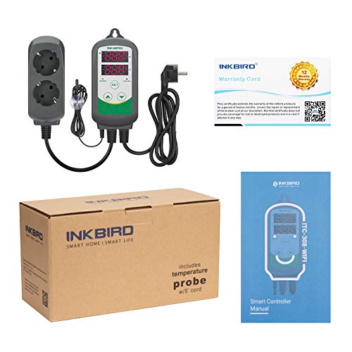 Inkbird ITC-308 WiFi Digital Temperature Controller, Wireless Temperature Controller with Waterproof Probe for Aquariums, Supports iOS/Android