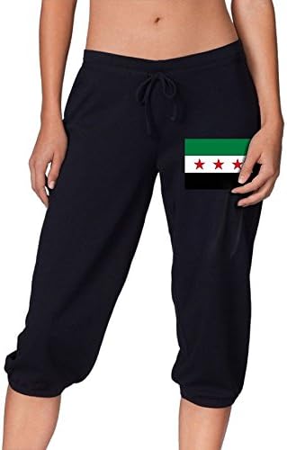 Shenghong Lin Syrian Flag Summer Women's Cropped Trousers Capri Casual Pants Running Stretchy Pants Jogger Sweatpants