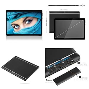 10 inch Google Android 8.1 Tablet Unlocked Pad with Dual SIM Card Slot 10.1" IPS Screen 4GB RAM 64GB ROM 3G Phablet Built-in Bluetooth WiFi GPS Tablets (Black) - immagine 4