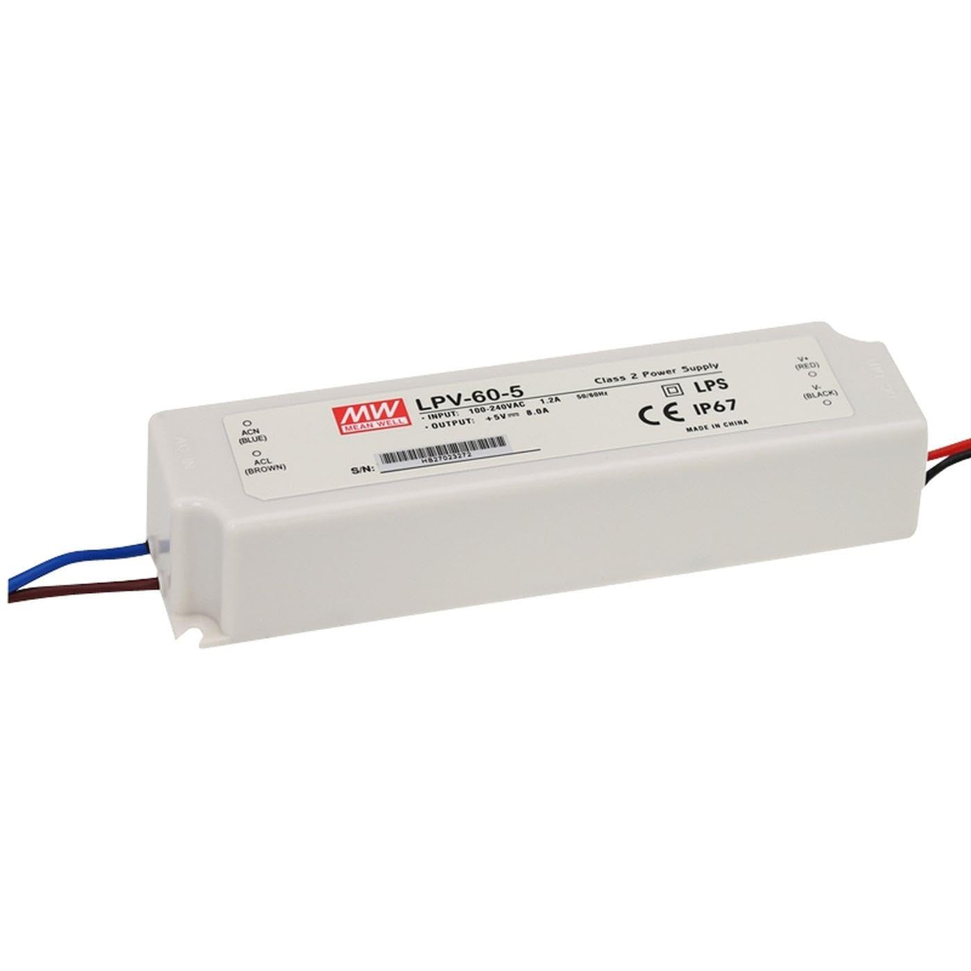 LED Power Supply 40 W 5 V 8 A MeanWell, LPV-60-5, Switching Power Supply