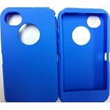 Replacement Silicone Skin For iphone 4/4s Otterbox Defender case with Oval cutout by SportyGigabite, Blue