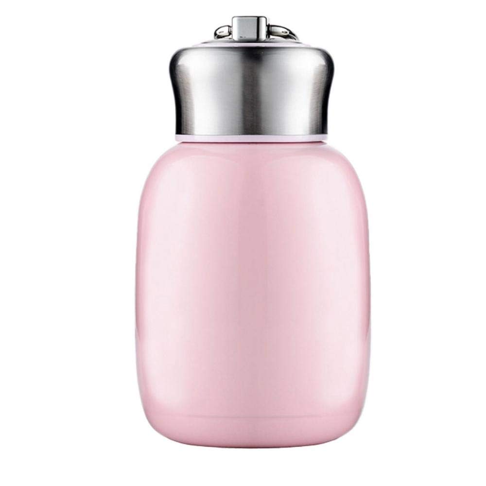 280ML/9.85Oz Small Mini Vacuum Insulated Water Bottle Portable Leakproof Travel Mug Stainless Steel Cold and Hot Thermal Flask for Kids Children Women School Office Coffee Milk Tea (Pink)