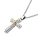 Cross Necklace for Men & Women with Large Pendant and 24 Inch Chain (Silver and Gold Tone)