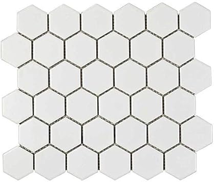 hexagonal de color blanco porcelana mosaico piso y pared backsplash cocina bano