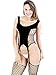 3 Pieces Women's Lace Stockings Lingerie Floral Fishnet Bodysuits Lingerie Nightwear for Romantic Date Wearing (Color Set 5)