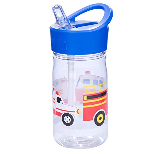 Wildkin Kids 16 Oz Water Bottle – Straw Lid & Handle, Easy to Clean, Ideal for School & Travel - Heroes