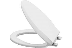 19" Elongated Toilet Seat - Slow Close White PP Toilet Seat Cover, Easy to Install & Clean for American Standard Toilets