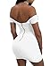 TOB Women's Sexy Bodycon Ruched Off Shoulder Lace Up Club Mini Dress White,Medium
