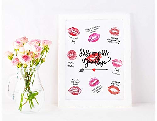 Kiss the Miss Goodbye 8.5x11 inch Frameable Guestbook, Bachelorette, Bridal Shower Game, Poster ** PICTURE FRAME NOT INCLUDED**