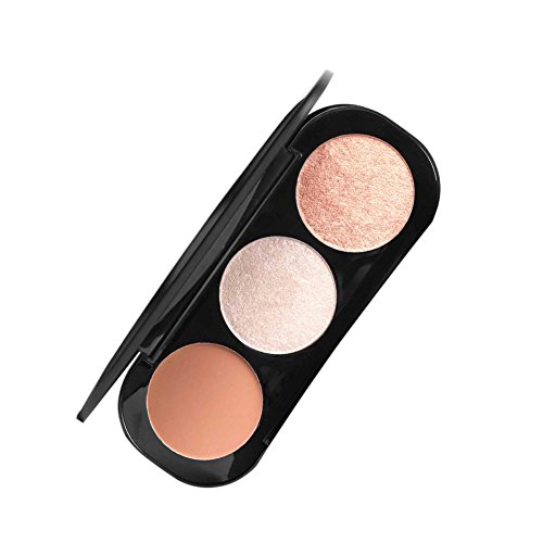 Spdoo Shimmer Highlighter & Bronzer & Blush 3 in 1 Cosmetic Powder Palette