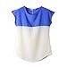 Vobaga Women's Short Sleeve Split Colors Loose Chiffon T Shirt Tops Blouse