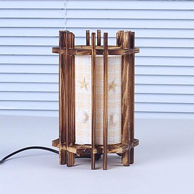 qiuxi Creative children's night light Creative Wood The Seashells Cylindrical Lamp Container Decoration Desk Lamp Bedroom Lamp Gift for Kid