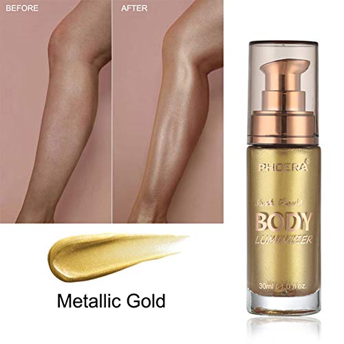 wewa98698 PHOERA Waterproof Body Highlighter Luminizer Bronzer Liquid Setting Spray Makeup Set for Women for Women - Copper