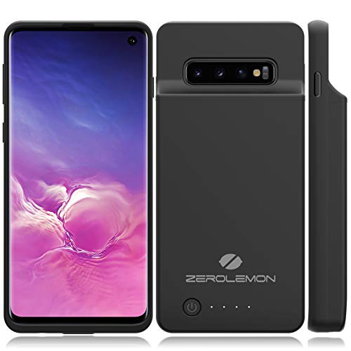 ZeroLemon Galaxy S10 Battery Case, 5000mAh Extended Rechargeable Battery with Soft TPU Protective Portable Case for Galaxy S10 - Black