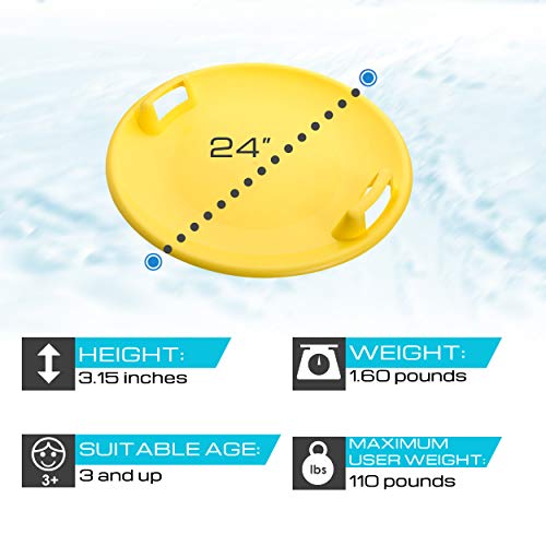 Harvil 24-Inch Saucer Snow Sled for Kids and Adults - Superstar, Yellow