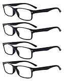 Outray Men Or Women 4 Pack Spring Hinges Frame Rectangular Reading Glasses 1.75