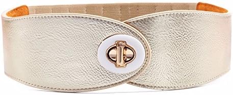Women's leather stretch belt decoration wide waist seal ,Golden,67-82cm