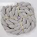 LOAOL Baby Crib Bumper Knotted Braided Plush Nursery Cradle Decor Newborn Gift Pillow Cushion Junior Bed Sleep Bumper (4 Meters, Gray)