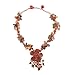 NOVICA Artisan Handmade Multigemstone Beaded Pendant Necklace Floral from Thailand Quartz Garnet Smoky Jasper Brown Multicolor Red Birthstone [15.25 in min L x 16.5 in max L x 0.8 in W Pendant(s) 3.]