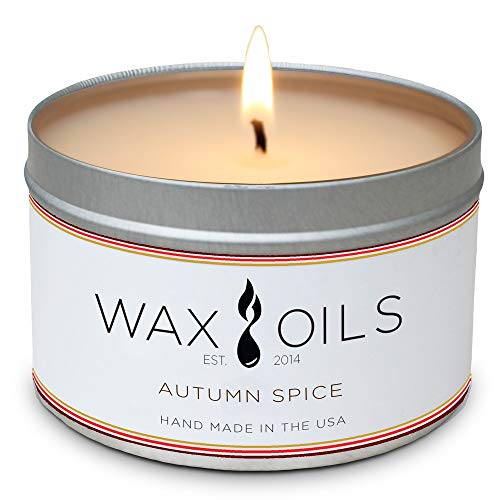Wax and Oils Soy Wax Aromatherapy Scented Candles (Autumn Spice) 8 Ounces. Single