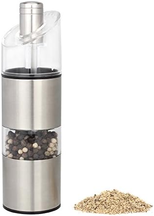 Salt Shaker &amp; Pepper Grinder 2 in 1, Stainless Steel Mill for Pepper Grinding