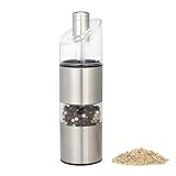 TasteMate Dual Salt & Pepper Shaker, Stainless Steel Mill for Pepper Grinding, Salt Grinding & Spice Grinding, Refillable, Durable & Adjustable Manual Grinder for Coarse Salt & Peppercorns