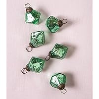 Luna Bazaar Mercury Glass Mini Ornaments (1 to 1.5-inch, Vintage Green, Elizabeth Design, Set of 6) -Great Gift Idea, Vintage-Style Decorations for Christmas, Special Occasions, Home Decor and Parties