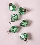 Luna Bazaar Mercury Glass Mini Ornaments (1 to 1.5-inch, Vintage Green, Elizabeth Design, Set of 6) -Great Gift Idea, Vintage-Style Decorations for Christmas, Special Occasions, Home Decor and Parties