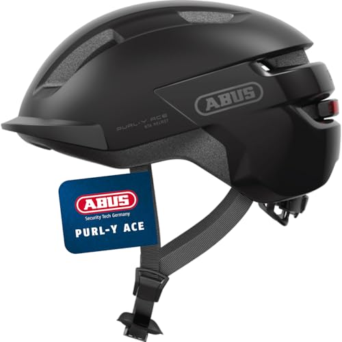 ABUS Fahrradhelm Purl-Y ACE mit LED-Licht – geeignet Fahrten auf E-Bike und S-Pedelec – Trendiger NTA-Schutzhelm für Erwachsene und Jugendliche – Schw
