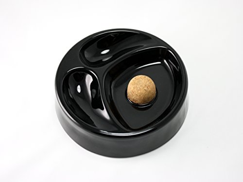 Skyway Raven Tobacco Pipe Ashtray with Cork Knocker and 2 Pipe Stand Large - Black