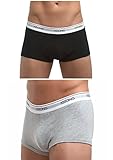 Italian Designed Trunks 2 Pack KRONIS Mens Underwear Premium 180gsm Cotton, Large, Black + Marble Grey