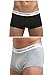 Italian Designed Trunks 2 Pack KRONIS Mens Underwear Premium 180gsm Cotton, Small, Black + Marble Grey