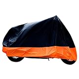 XYZCTEM All Season Black&Orange Waterproof Sun Motorcycle cover,Fits up to 108