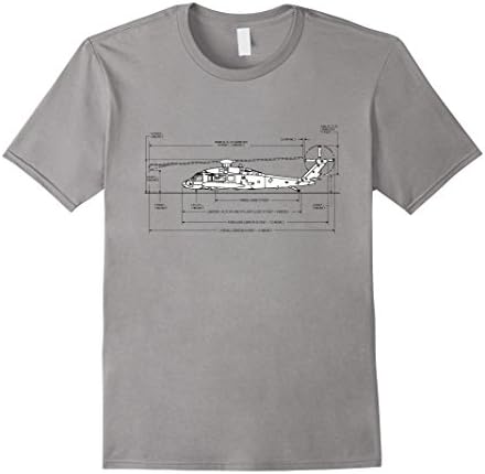 Men's Blackhawk Helicopter Specs t shirt - war tee Large Slate