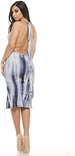 MESMER Backless Beach Dress Summer Party Midi Sundress Coverup, Navy L/XL