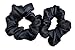 MauSong Woman Soft Hair Ties Headdress, Elastic Manmade Fibre Fake Silk Scrunchies, Black SoftHair Bands are Made of Fake Silk, 2 Pack