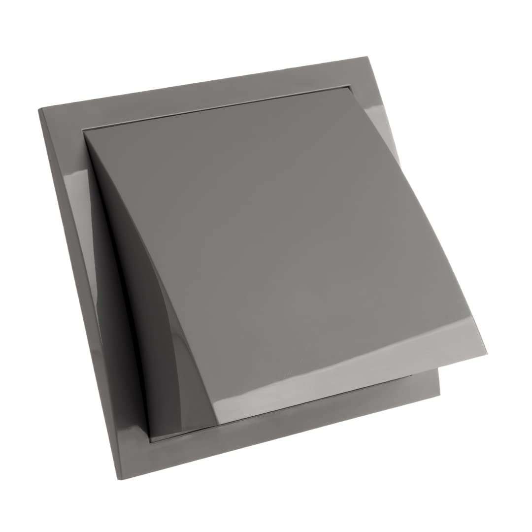 Ø 125mm / 5'' Cowled Duct Cover with Gravity Flap - Ventilation Grille with Rain and Wind Protection - External Air Vent Covers - ABS Plastic Grey