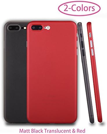 Phone case for iPhone 7 Plus,Zarya [2 Pack] PP [0.35mm] Ultra Thin Perfect Match Hard Protect Case Back Cover [Translucent] [Jet Black] for iPhone 7 Plus (Matt Black Translucent &amp; Red)