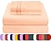 Mezzati Brushed Microfiber Bed Sheet Set - Ultra Soft and Lightweight for Ultimate Sleep Comfort, Wrinkle Free and Color Fade Resistant, 4 Piece Set (Peach,Queen Size)