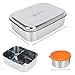 Stainless Steel Lunch Box for Kids with Leakproof Dips Condiment Container (3.3oz) , 3 Compartment Metal Bento Boxes Healthy，Durable，BPA Free, All Stainless